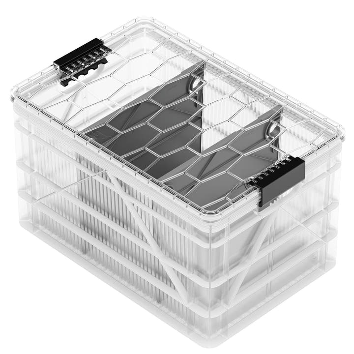 Clear SidioCrate storage container for camper van organization.