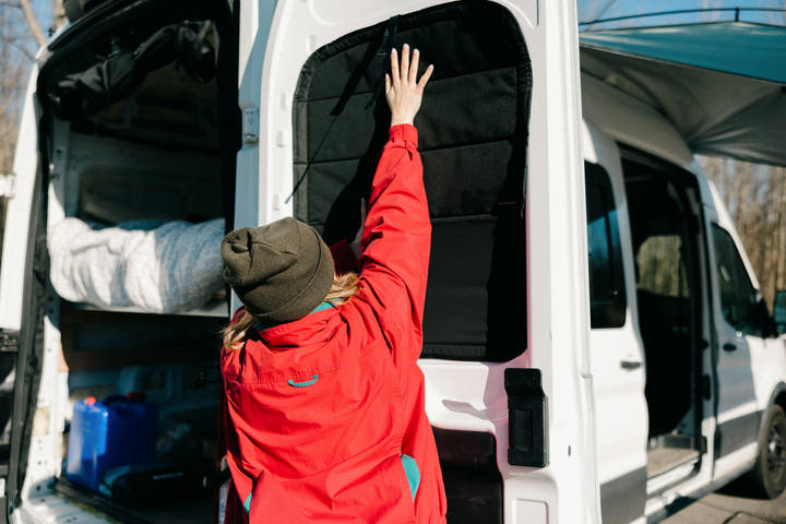 Ford Transit Stealth Rear Door Window Covers (Pair) - AVC RIG