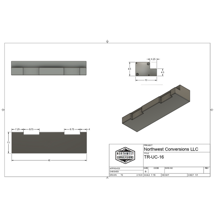 NW Conversions 16 Gallon Transit Undercarriage Water Tank (TR-UC-16)