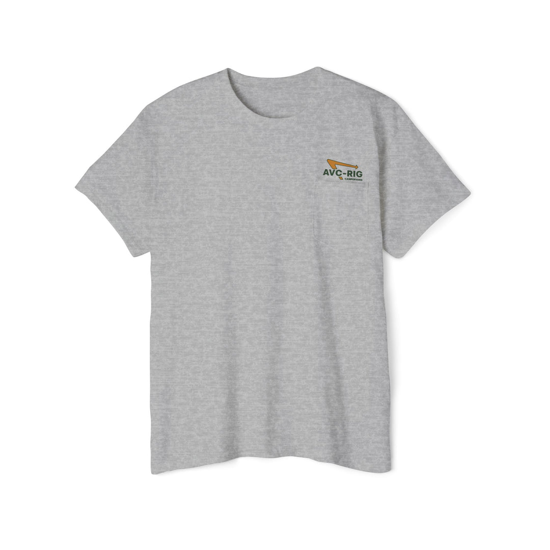 Getting out pocket tee.