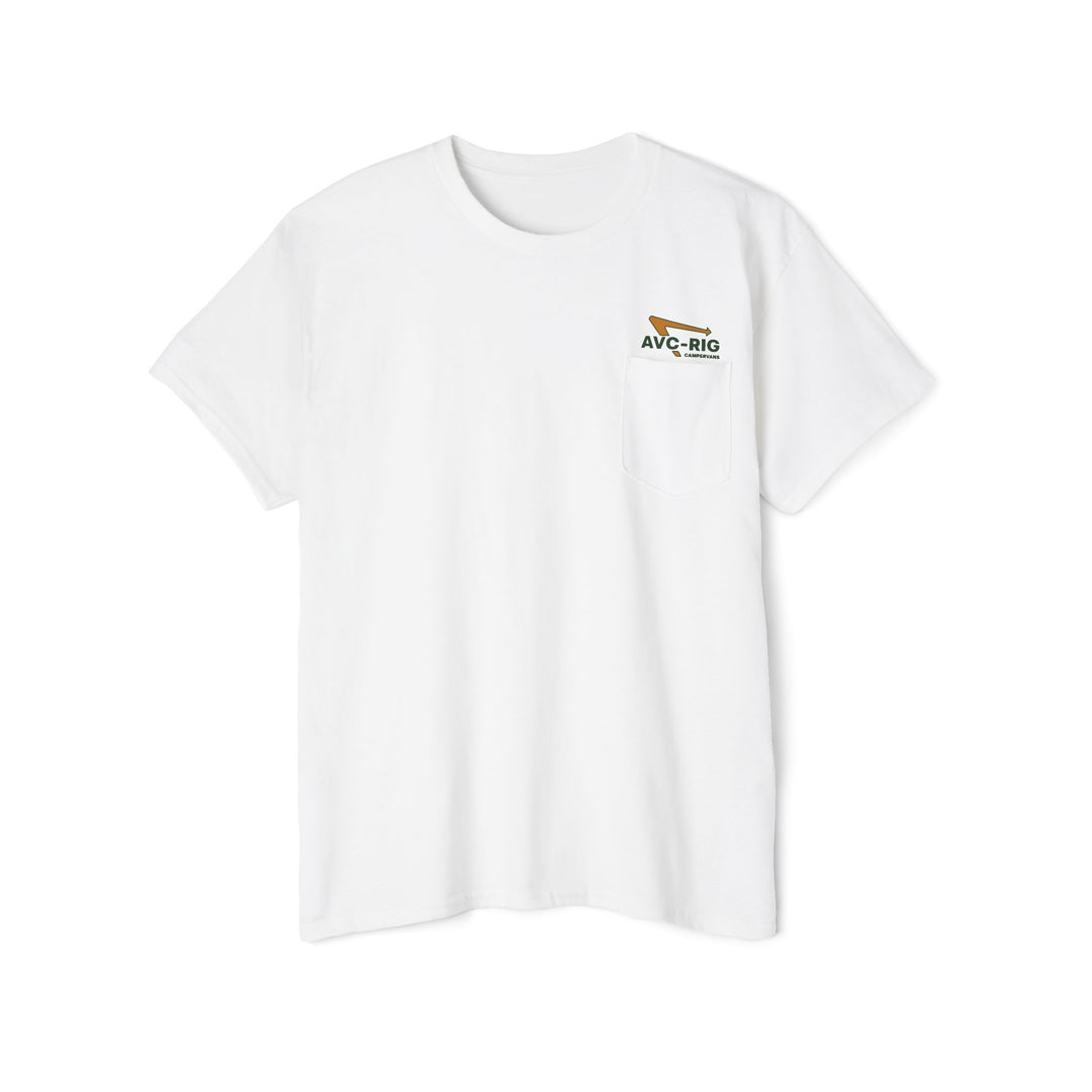 Getting out pocket tee.