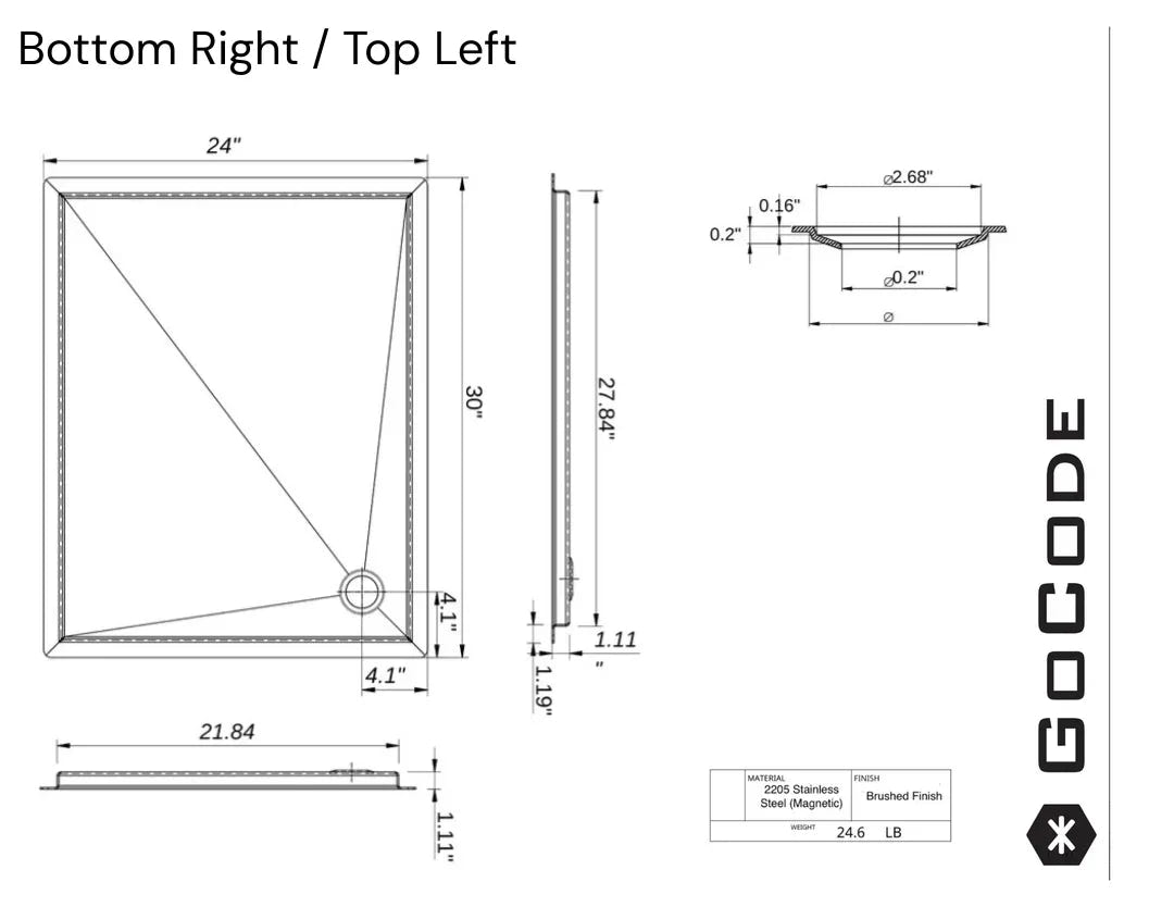 Tetravan In-Floor Shower Pan STAINLESS STEEL - AVC RIG