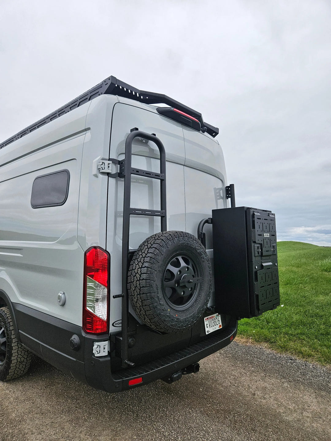 2025 Design Rover Vans Tire Carrier &amp; Ladder Combo for Ford Transit - AVC RIG