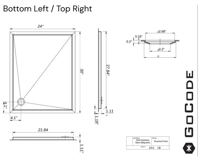 Tetravan In-Floor Shower Pan STAINLESS STEEL - AVC RIG