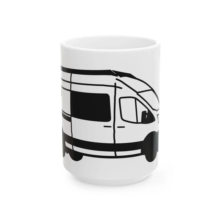 Black N White Van Ceramic Mug, (11oz, 15oz)
