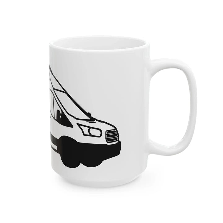 Black N White Van Ceramic Mug, (11oz, 15oz) - AVC RIG