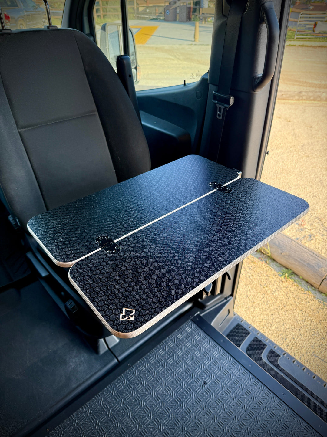 Slim Half Folding Black Hex Lagun Table 1/2" Thick For Camper Vans and RVs - AVC RIG