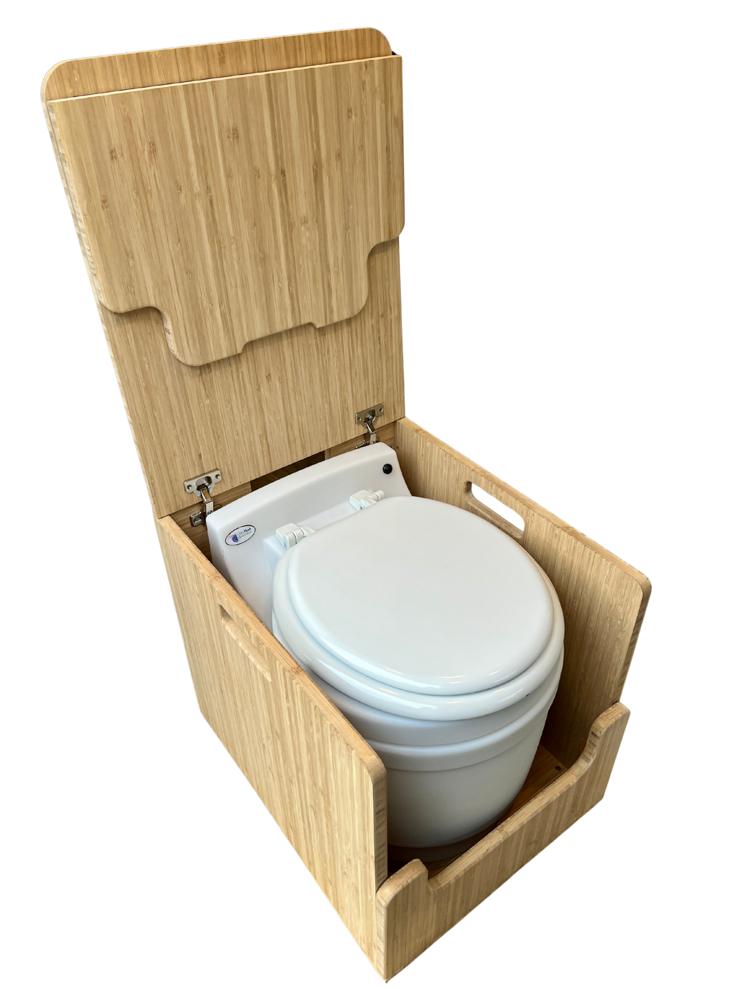 Laveo Dry Flush Portable Waterless Toilet Bamboo Lift top Cabinet Flat Pack Kit - AVC RIG