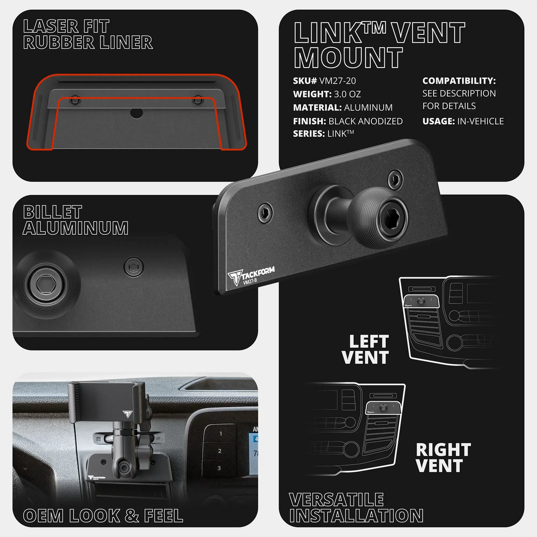 2020+ Ford Transit LINK™ Vent Mount Bracket With 20LITE Phone Holder | 3.5" Arm | (Not Compatible With Transit Connect) - AVC RIG