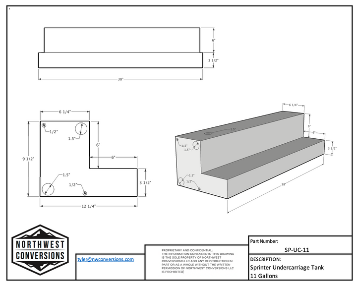 11-Gallon Mercedes Sprinter Undercarriage Water Tank (SP-UC-11)