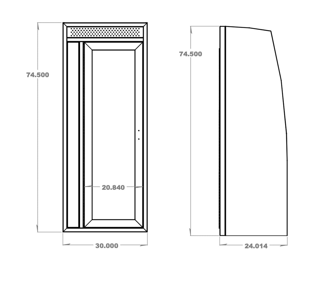 30" Shower - 30" x 24" x 74.5" - AVC RIG