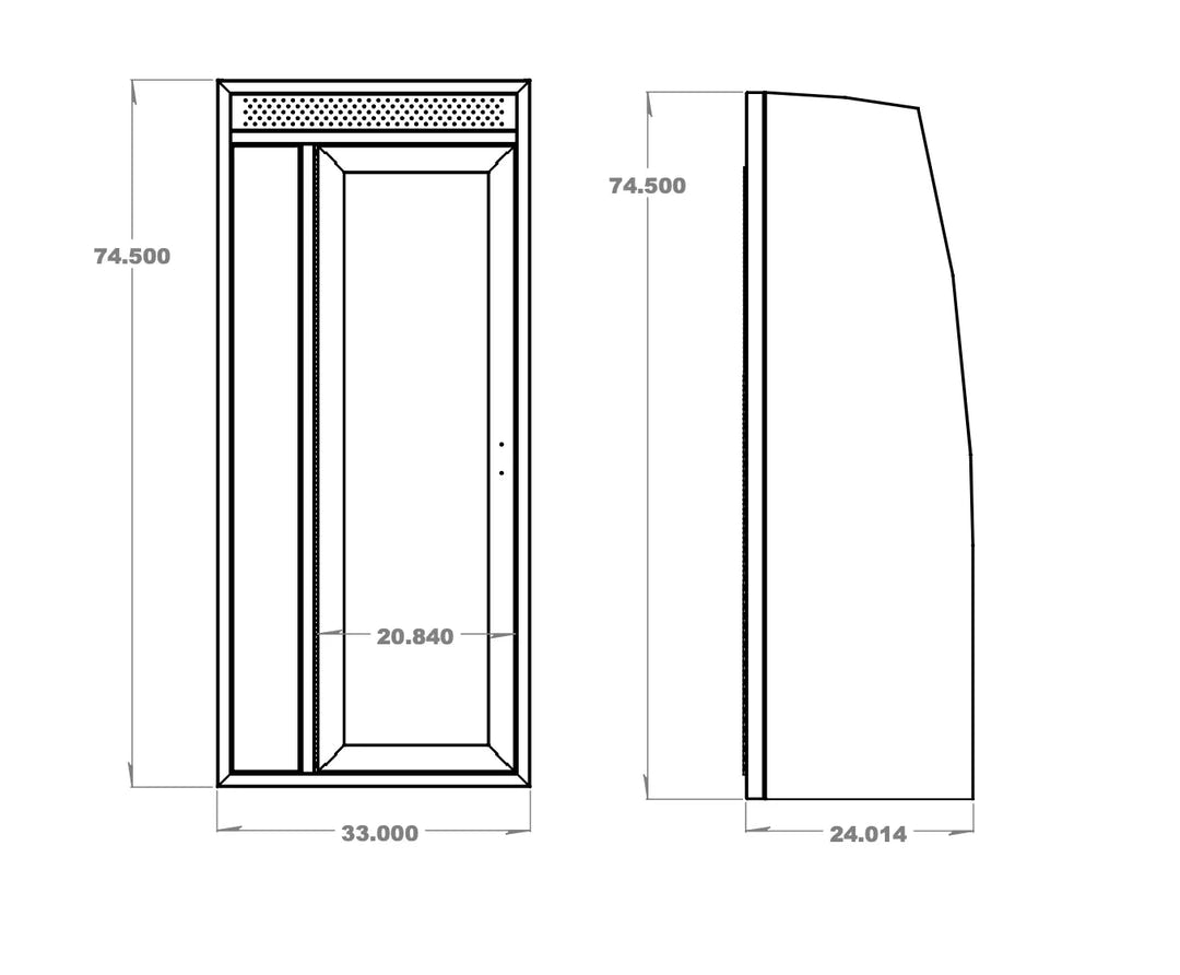 33" Shower - 33" x 24" x 74.5" - AVC RIG