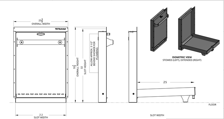 Tetravan Folding Shower 2.1 with Magnetic Curtain