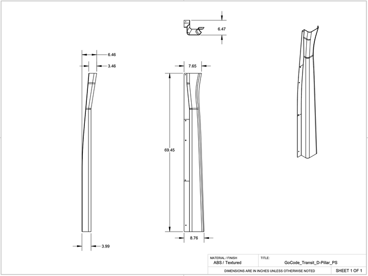 Ford Transit D Pillar Trim Kit