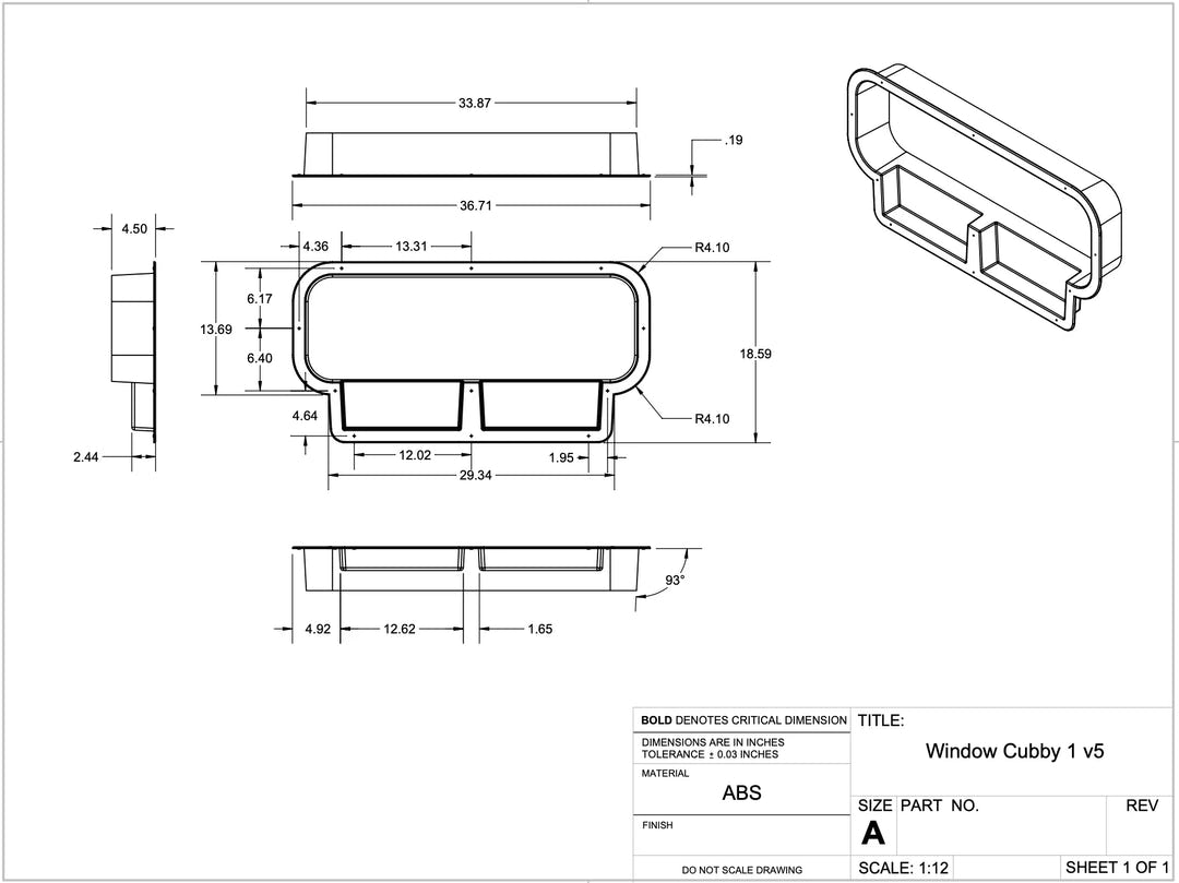 Ford Transit 10x33 Bunk Window Trim Ring with Storage Cubbies - AVC RIG
