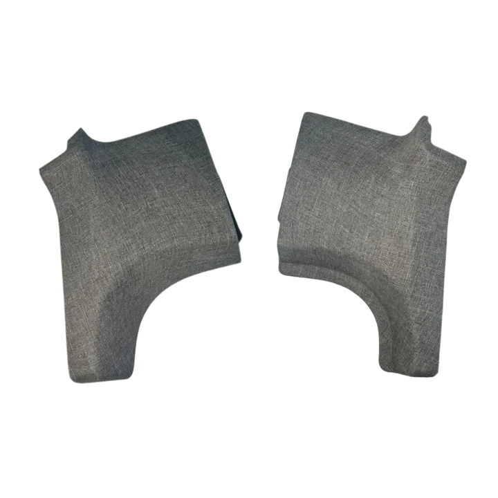 Two grey fabric GoCode B pillar trim panels for a Ford Transit High Roof camper van.