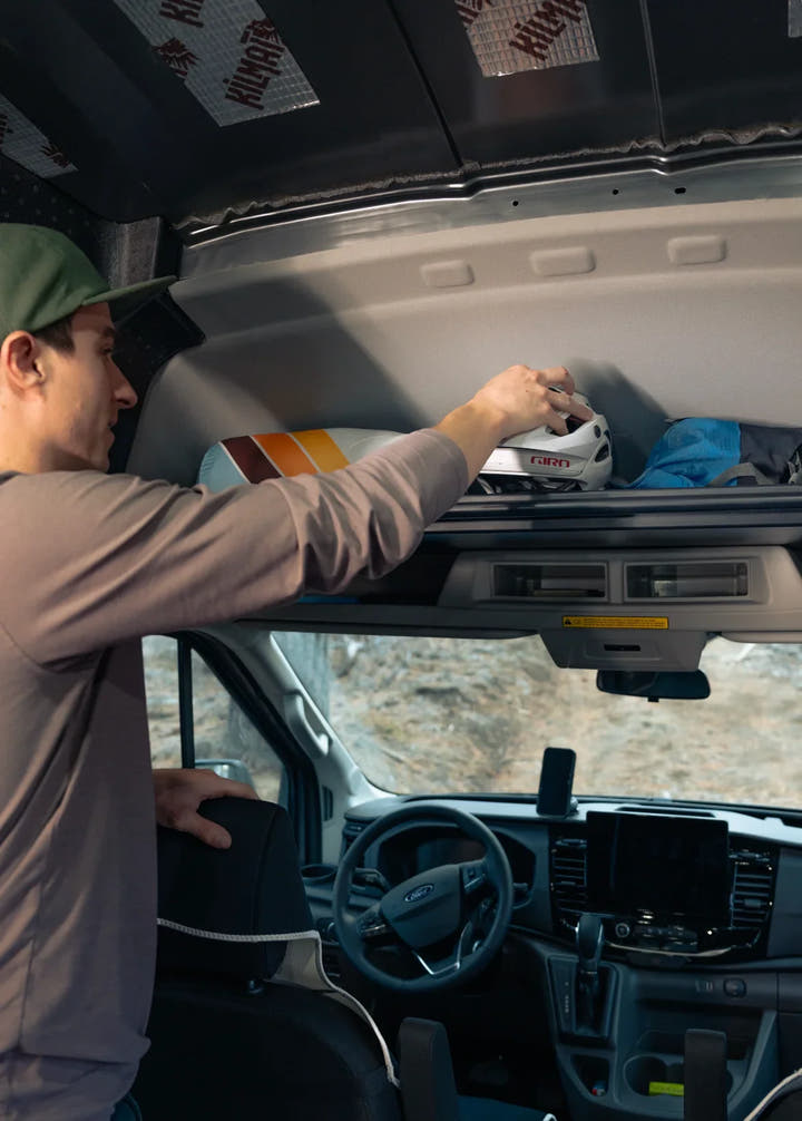 Ford Transit Headliner Shelf &amp; Curtain Rod - AVC RIG