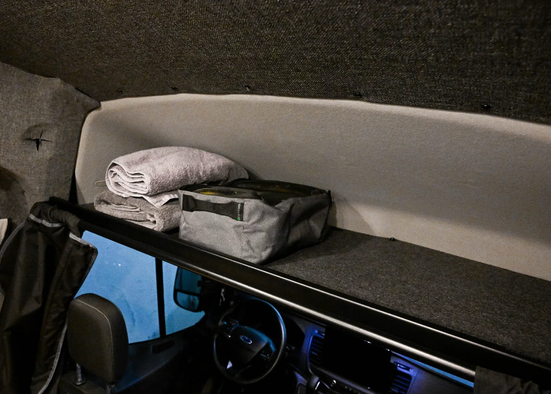 Ford Transit Headliner Shelf &amp; Curtain Rod - AVC RIG