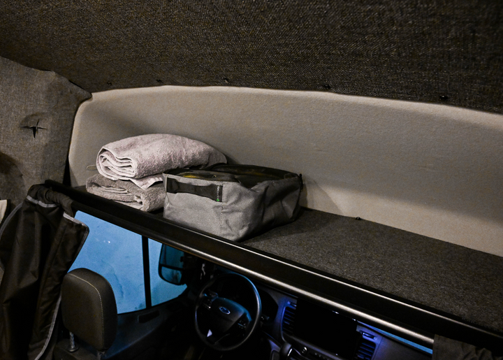 Ford Transit Headliner Shelf &amp; Curtain Rod