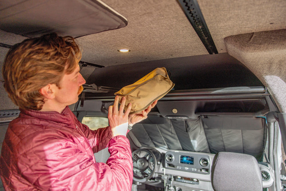Mercedes Sprinter Headliner Shelf & Curtain Rod - AVC RIG