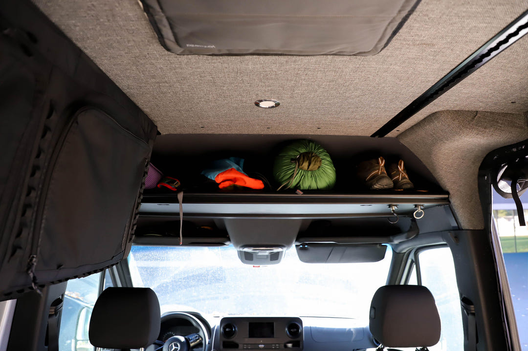 Mercedes Sprinter Headliner Shelf &amp; Curtain Rod - AVC RIG