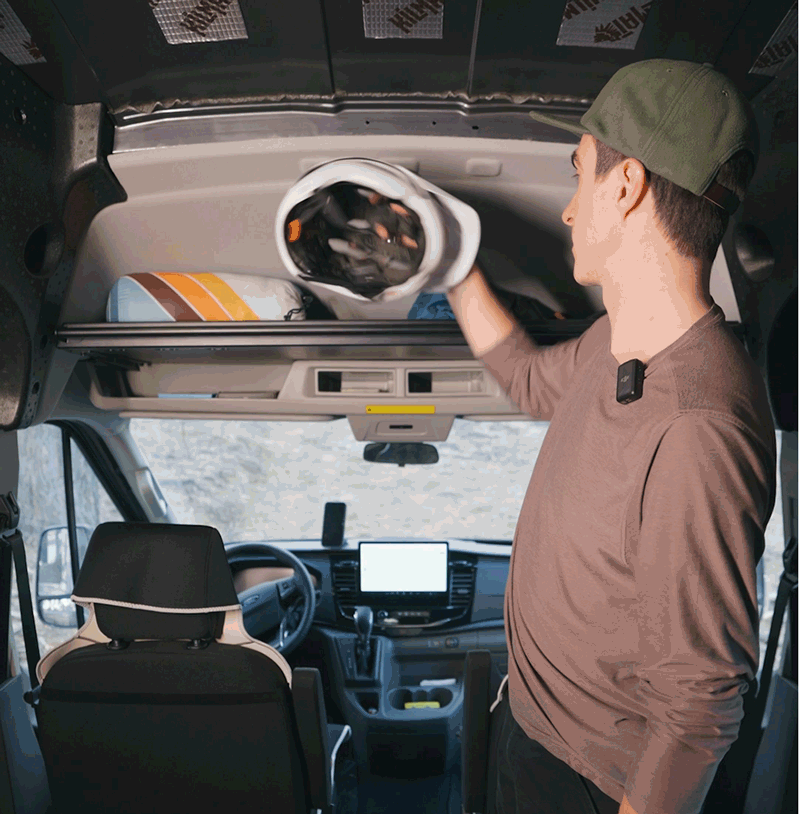 Ford Transit Headliner Shelf &amp; Curtain Rod